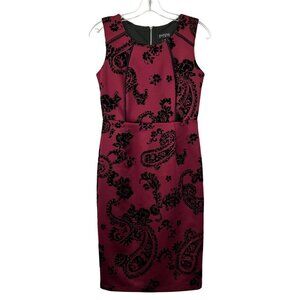 Enfocus Studio Women’s Fitted Sleeveless Dress Wine/Black Velvet Jacquard 4
